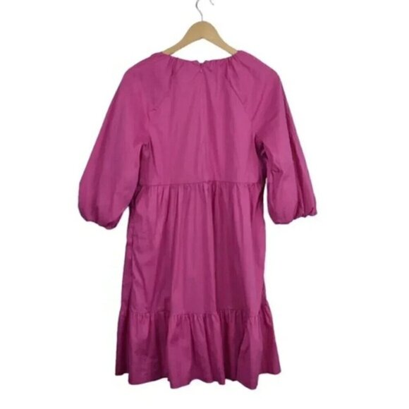 Chico's Poplin Balloon Sleeve Dress Pink Size 12 - Picture 4 of 10